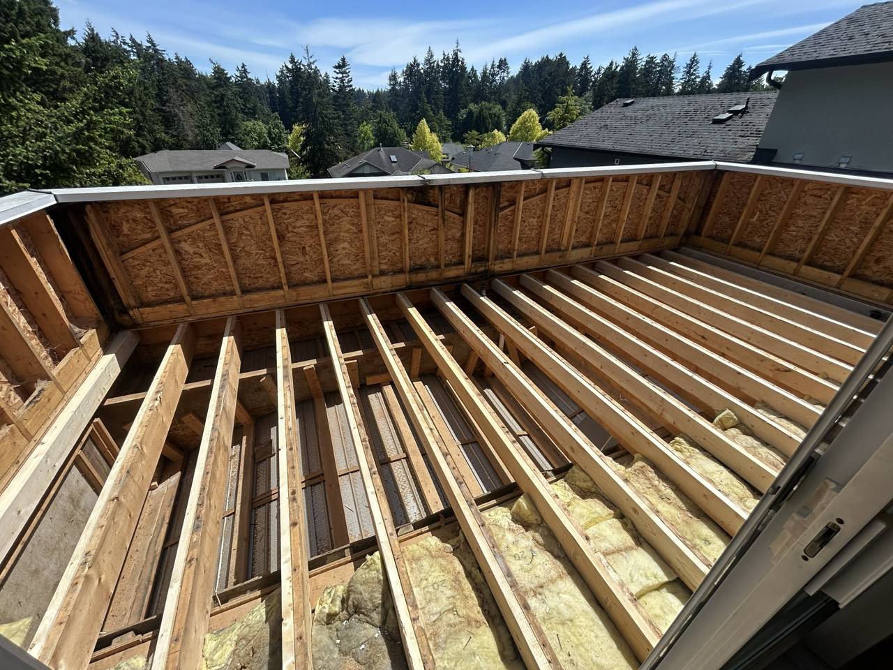 Deck surface and railing - in progress - exposed framing