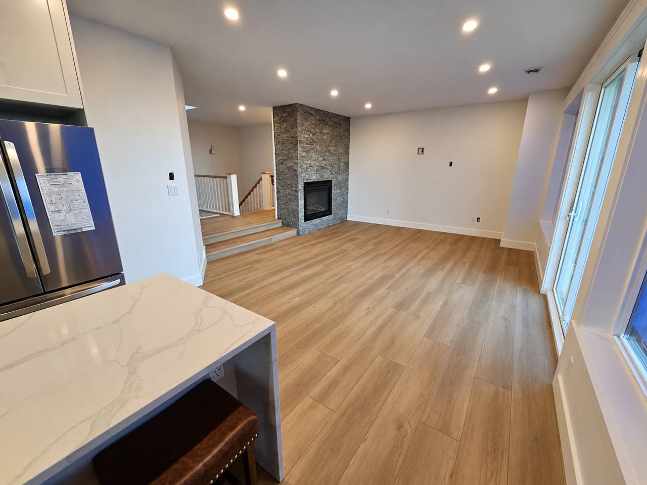 Main floor redesign - flooring and stone fireplace