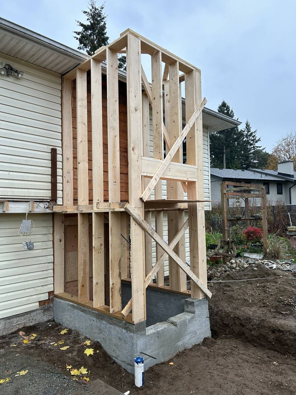 Mudroom and elevator addition - in progress - framing