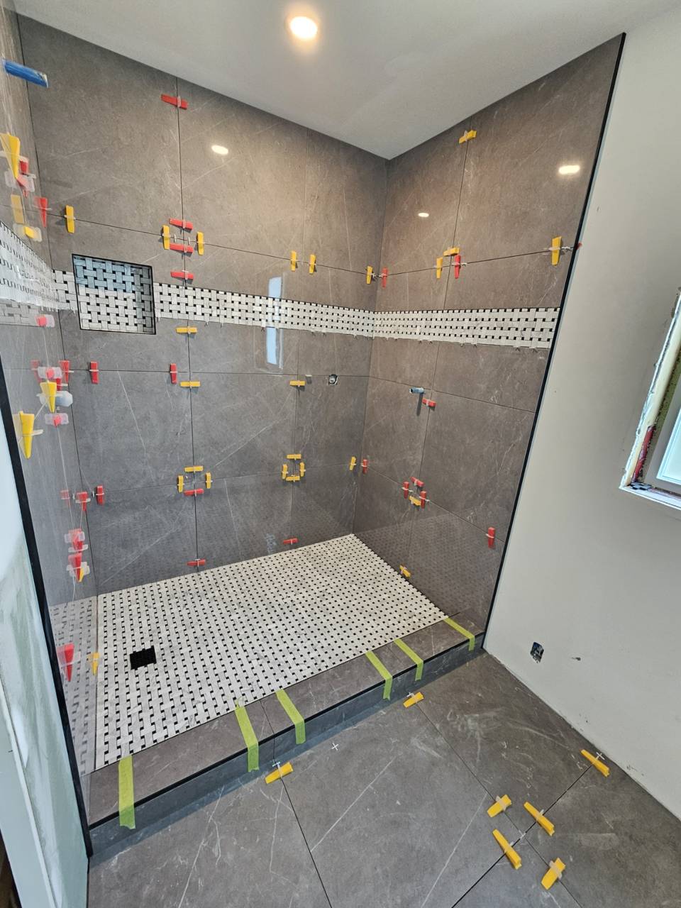 Bathroom renovation - in progress - tile installation