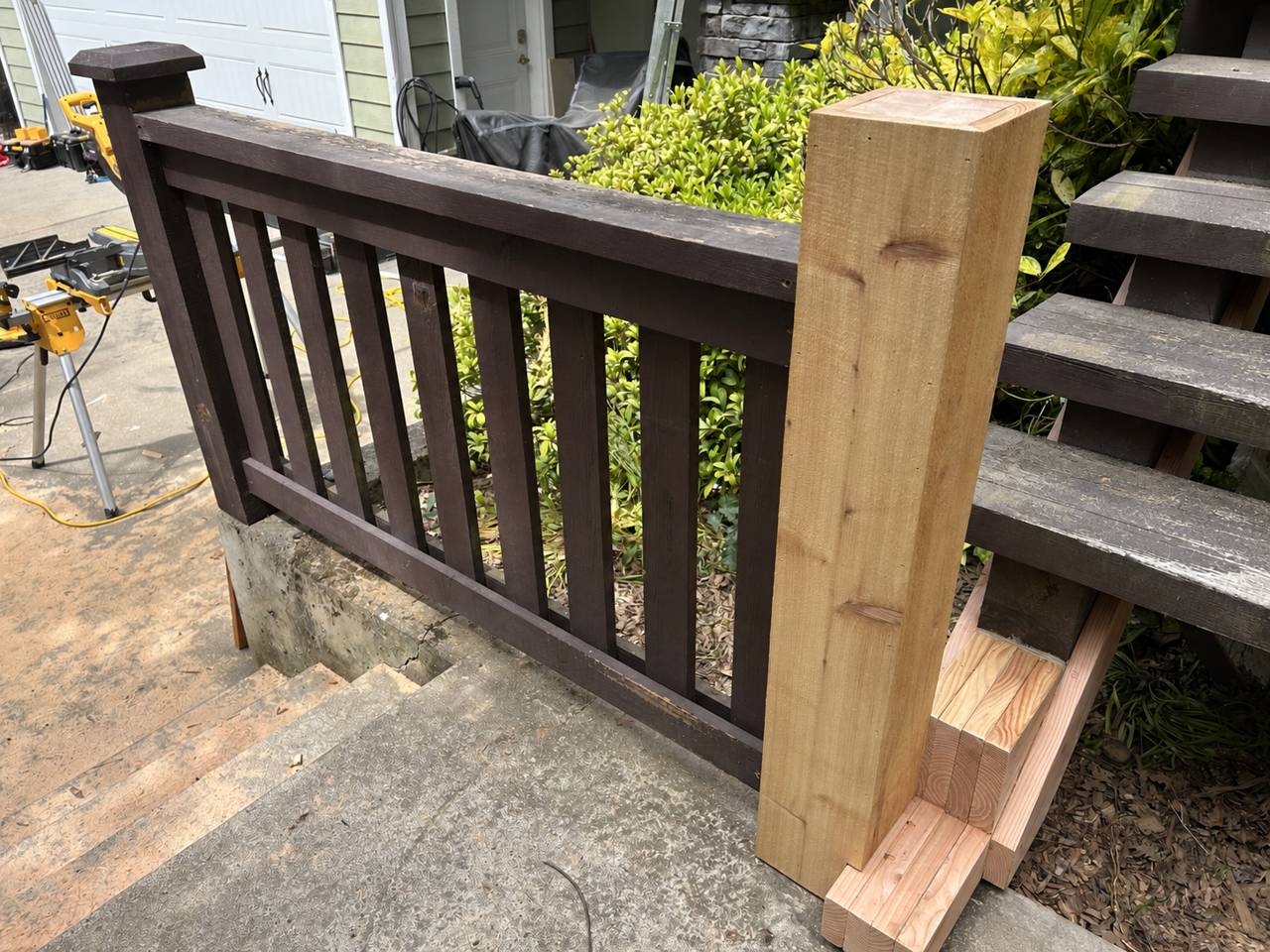 Front staircase - after - post detail